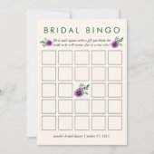 Brautparty Bingo Game Card | Lila Pansy (Vorderseite)