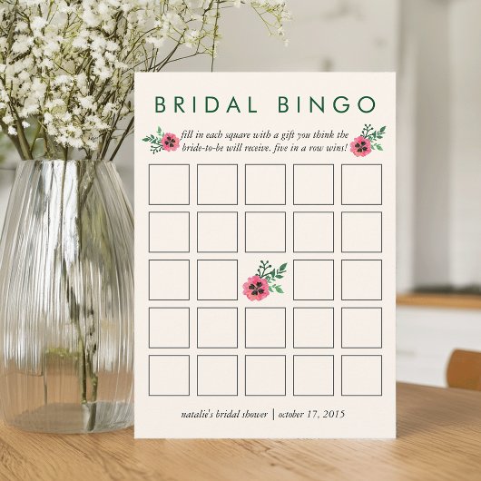 Brautparty Bingo Game Card | Rosa Floral