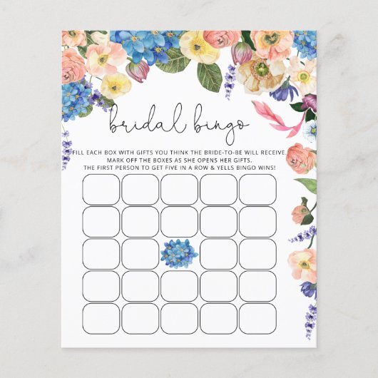 Brautparty Bingo Game Chic Garden (Vorderseite)