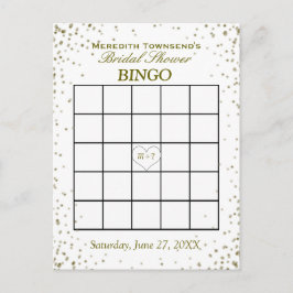 Brautparty Bingo | Gold Confetti Einladungspostkarte