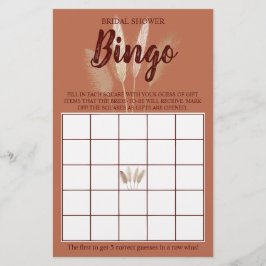 Brautparty Bingo Pampas Grass Game Card Flyer