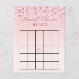 Brautparty Bingo | Rosa Blüte Einladungspostkarte