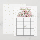 Brautparty Bingo | Rosa Rosen Einladungspostkarte (Vorne/Hinten)