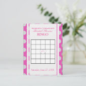 Brautparty Bingo | Rosa und Silber Einladungspostkarte (Stehend Vorderseite)
