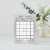 Brautparty Bingo | Silver Elegance Einladungspostkarte (Stehend Vorderseite)