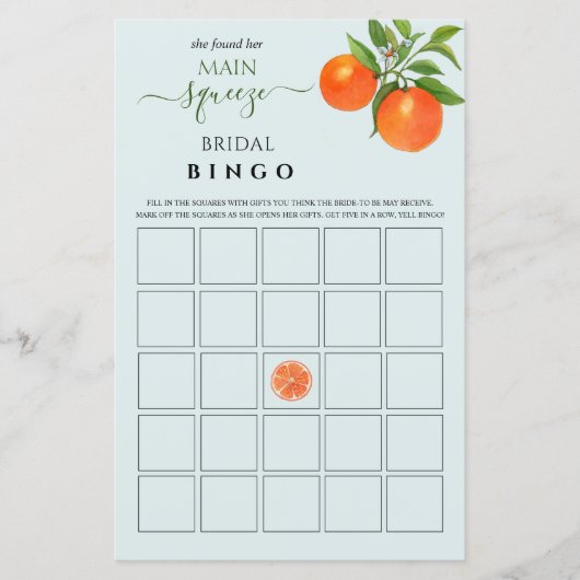 Brautparty-Bingo-Spiel (Vorderseite)