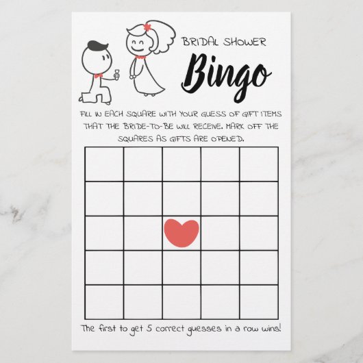 Brautparty Bingo Wedding Couple Game Card Flyer (Vorne)