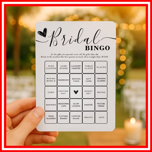 Brautparty Bingo Wedding Elegante Kalligraphie Einladung