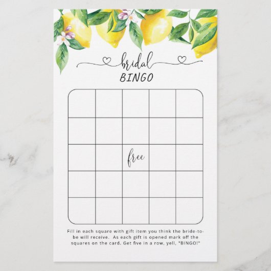 Brautparty-Bingospiel (Vorderseite)