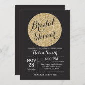 Brautparty Black and Gold Glitzer Einladung (Vorne/Hinten)