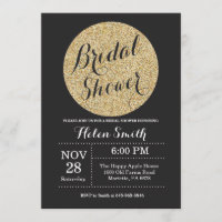 Brautparty Black and Gold Glitzer Einladung