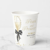 Brautparty "Black Bow Pearls" Pappbecher (Rückseite)