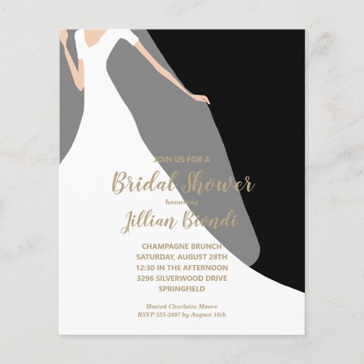 Brautparty Black Einladungen Kleid und Schleier (Vorderseite)