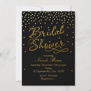 BRAUTPARTY Black Gold Foil Confetti Einladung