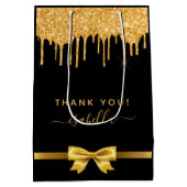 Brautparty Black Gold Glitzer Vielen Dank Mittlere Geschenktüte (Rückseite)