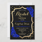 Brautparty - Black Gold Royal Blue Einladung (Vorderseite)
