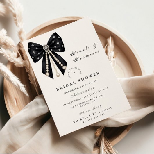 Brautparty Black Pearl Bow Einladung
