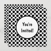 Brautparty Black Polka Dots auf weiße Einladung (Vorne/Hinten)