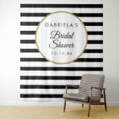 Brautparty Black Stripe Gold Foto Hintergrund Wandteppich (Beispiel)