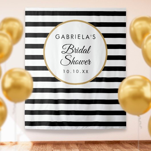 Brautparty Black Stripe Gold Foto Hintergrund Wandteppich