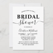 Brautparty Black & White Calligraphy Einladung (Vorderseite)