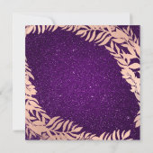 Brautparty Blätter Glitzer Rose Gold Violet Purpl Einladung (Rückseite)