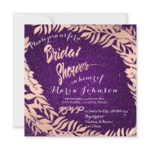 Brautparty Blätter Glitzer Rose Gold Violet Purpl