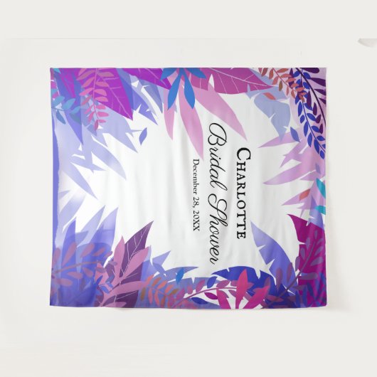 Brautparty Blätter Tropische Wasserfarbe Hintergru Wandteppich (Vorderseite (Horizontal))