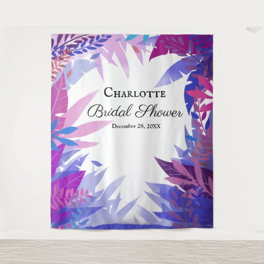 Brautparty Blätter Tropische Wasserfarbe Hintergru Wandteppich (Vorderseite)