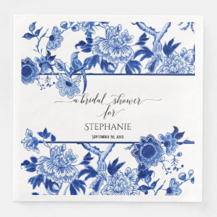 Brautparty Blau Chinoiserie Floral Aquarell Serviette