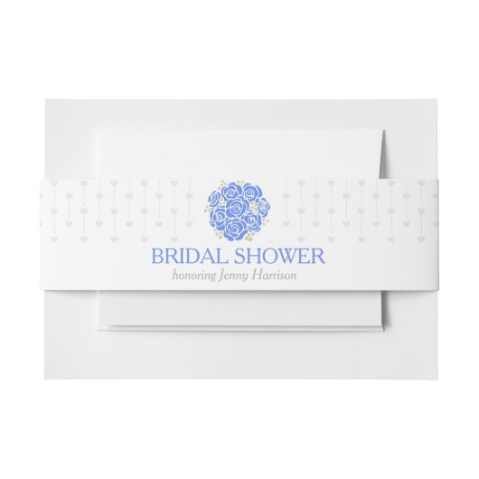 Brautparty-Blau-Rose Graues Herzbauchband Einladungsbanderole (Vorderseite Beispiel)