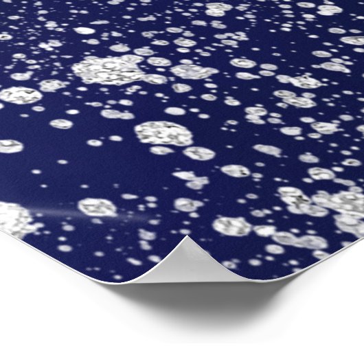 Brautparty Blau silber Glitzer strahlender Empfang Poster (Ecke)