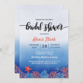 Brautparty "Blaue Korallen" Einladung (Vorne/Hinten)