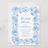 Brautparty Blauer Blütenblätter Einladung (Vorderseite)