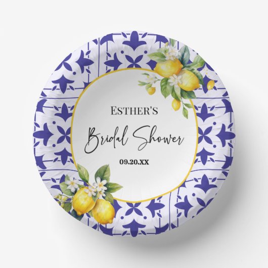 Brautparty Blauer Mittelmeerraum Pappteller (Vorderseite)