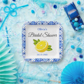 Brautparty Blauer Tile Lemon Pappteller (Party)