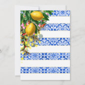 Brautparty Blauer weißer Streifen Lemons Bläschen Einladung (Rückseite)