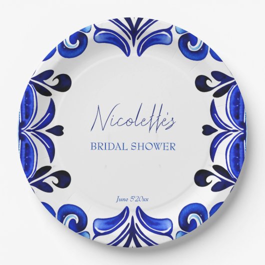 Brautparty "Blaues Mittelmeer" Pappteller (Vorderseite)