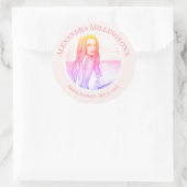 Brautparty Blonde Hair Girl am Strand Runder Aufkleber (Tasche)