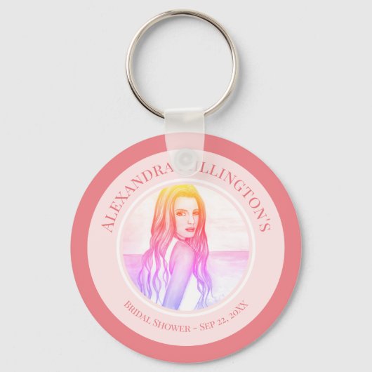Brautparty Blonde Hair Girl auf dem Beach Circle Schlüsselanhänger (Vorderseite)