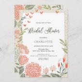 Brautparty Bloral Blush Pink Grüne Einladung (Vorne/Hinten)