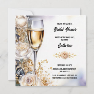 Brautparty blubbly white rose water color feiertagskarte