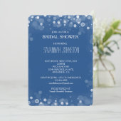 Brautparty Blue and White Confetti Bokeh Einladung (Stehend Vorderseite)
