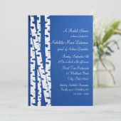 Brautparty Blue Birch Tree Einladung (Stehend Vorderseite)