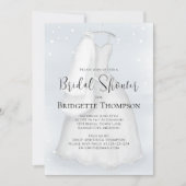 Brautparty Blue Elegante Script Hochzeitskleid Einladung (Vorderseite)