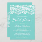 Brautparty Blue Elegantes Spitzentyp Einladung (Vorne/Hinten)