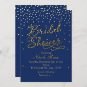 BRAUTPARTY Blue & Gold Foil Confetti Einladung (Vorne/Hinten)