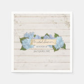 Brautparty Blue Hydrangea Shiplap Holzbrett Serviette (Vorderseite)