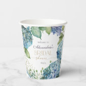 Brautparty Blue Hydrangeas personalisieren - Willk Pappbecher (Rückseite)