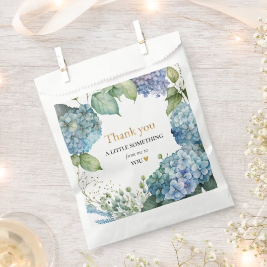 Brautparty Blue Hydrangeas Vielen Dank Geschenktütchen (Ausgeschnitten)